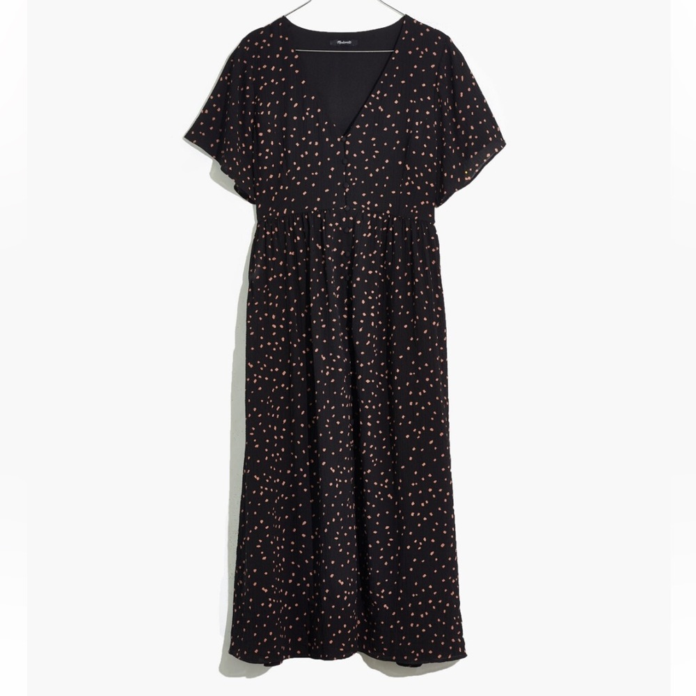 Madewell Flutter-Sleeve Button-Front Midi Dress in Confetti Toss